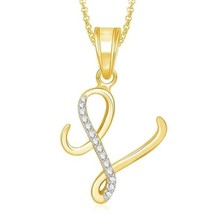 0.05 Ct Round Moissanite Initial Letter L Pendant 14K Yellow Gold Plated Chain - £44.82 GBP