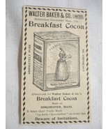 1896 Breakfast Cocoa Ad, Walter Baker &amp; Co, Dorchester, Mass. - $10.95 CAD