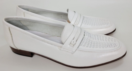 Vtg Florsheim Mens White Woven Leather Loafers Italy 10 C - £58.40 GBP