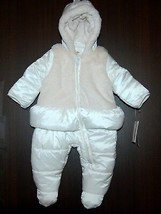 Jessica Simpson Baby Girl Hooded Warm 3 - 6 Month Ivory Outerwear Romper NEW - £36.03 GBP
