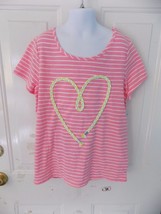 Cherokee Pink Stripped Short Sleeve Shirt W/Rope Heart Size L (10/12) Gi... - $14.60