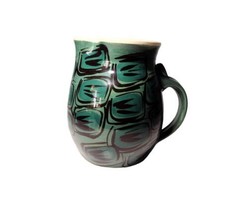 Martha Cook Studio Art Pottery Pitcher Tortoise Shell Green Signed Atlan... - $47.49