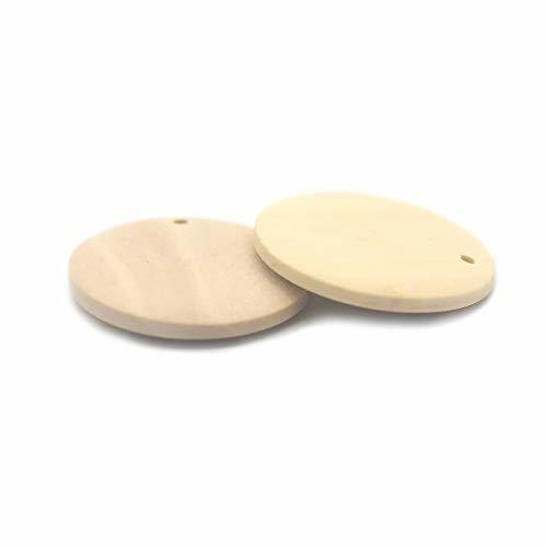 Bluemoona 25 Pcs - 30mm Wood Circular Board Tags Birthday Chore Boards Art Neckl