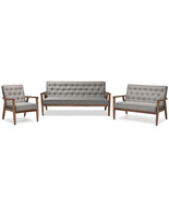 Kennedy Gray Fabric Upholstered Wooden 3 Piece Living room Set - $21,953.92 MXN