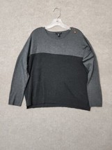 Eileen Fisher Sweater Womens M Gray Colorblock Round Neck Long Sleeve - £27.72 GBP