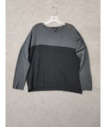 Eileen Fisher Sweater Womens M Gray Colorblock Round Neck Long Sleeve - £27.14 GBP