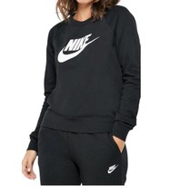 Nike women&#39;s essential fleece crew sweatshirt in Black/White - £53.05 GBP