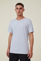 Cotton On Mens Organic V-Neck Short Sleeve T-Shirt, Light Grey Marle, L - £10.89 GBP