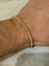 10K Yellow Gold Byzantine Rolo Link, Unisex Bracelet, Birthday Gift - £191.04 GBP