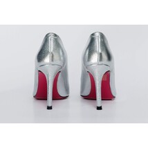 The Ege Silver Leather Pump Fuchsia Sole Women Shoe image 3