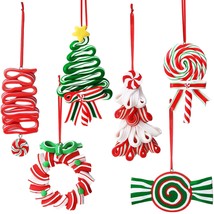 6 Pieces Christmas Candy Ornaments Lollipop Ornament Candy Cane Hanging Decor Pe - £15.71 GBP