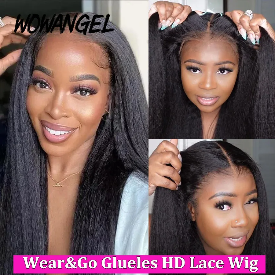 Ultra-Fitted Glueless 13x6 HD Lace Front Wigs Yaki Straight Wig Human Hair Wigs - £233.20 GBP+