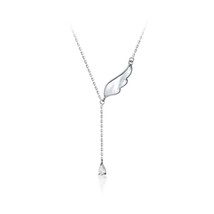 Trustdavis 925 Sterling Silver Angel Wing Feather Chain CZ Pendant Short Clavicl - £14.63 GBP