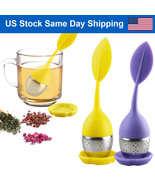 Us Silicone Leaf Tea Infusers Stainless Tea Strainer Herbal Filter Diffu... - £14.07 GBP