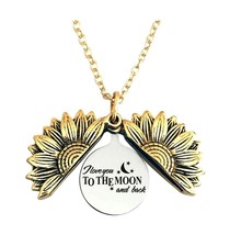 I love you to the moon and back Gold Stainless Steel Sunflower Locket Necklace - £14.63 GBP