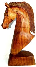 WorldBazzar Huge 20" Hand Carved Mahogany Horse Head Bust Western Statue - $64.29
