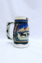 ORIGINAL Vintage 2000 Budweiser Beer Stein Clydesdales Christmas Mountains - $29.69