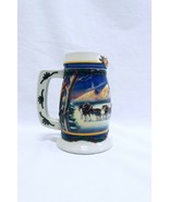 ORIGINAL Vintage 2000 Budweiser Beer Stein Clydesdales Christmas Mountains - £23.22 GBP