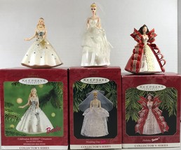 Lot of 3 - Hallmark Keepsake Ornament Holiday, Wedding, Celebration Barbies - £19.74 GBP