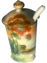 Antique Nippon Mustard Pot Morimura Bros Early Noritake Hand Painted Sce... - $39.57