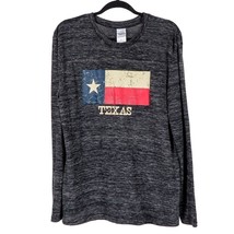 Creative Apparel Womens Texas Shirt M Long Sleeve Flag Burnout Heather Gray - £12.40 GBP