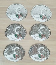 Vtg Set Of 6 Silver Plated Christmas Swan Coasters ~ Wm A Rogers Oneida ... - $13.98