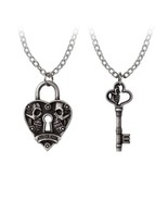 Alchemy Gothic P943 Key To Eternity 2pc Couples Necklaces Pendant Heart ... - $44.00