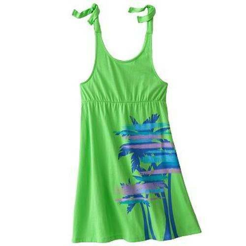 Girls Swimsuit Cover-Up SO Green & Blue Palm Tree Beach Dress $38-plus size 8.5 - £9.34 GBP