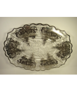 VINTAGE Silver Overlay Platter Grapes &amp; Leaves 13&quot; x 9&quot; Bright Silver No... - £13.53 GBP