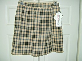 Liz Claiborne Liz Golf Tan &amp; Blue Cotton Blend Skort Skirt Size 12 (New) - £21.39 GBP