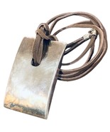 3 1/2&quot; x 2 3/8&quot; HUGE Modern Sterling Pendant made Israel Brown Leather 28” - €106,60 EUR
