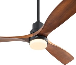 Sofucor 52 Inches Ceiling Fans Indoor With Light 3 Wood Walnut Reversible Blades - £143.15 GBP