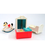 Fisher Price Dollhouse Miniature Cradle Cupboard Changing Table Rocking ... - $14.88