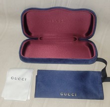 GUCCI Blue Velvet Clamshell Sunglasses Glasses Case, Dust-bag &amp; Cloth - $29.69