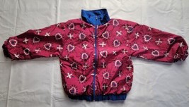 JPI Youth Kids sz 5 Kisses Hearts Windbreaker Jacket Full Zip Lined VINTAGE - $14.84