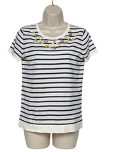 J. Crew Women&#39;s Short Sleeve Sweater Size XS Blue White Striped Floral D... - £20.50 GBP