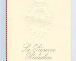 La Reserve de Beaulieu Desserts &amp; Tea Menu Beaulieu sur Mer France Miche... - $77.42