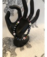 Black Lives Matter Beaded Bracelet On Metallic Stretch Cord - $10.77 CAD