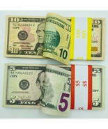Prop Money 100 Pcs Mix $10 $5 Double Sided Full Print looks Real - $18.99