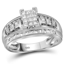 10kt White Gold Princess Diamond Cluster Bridal Wedding Engagement Ring ... - $559.00