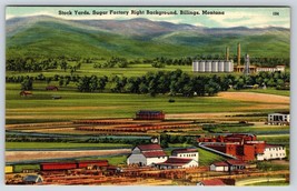 Postcard Stock Yards Sugar Factory Billings Montana MT Linen - £3.58 GBP