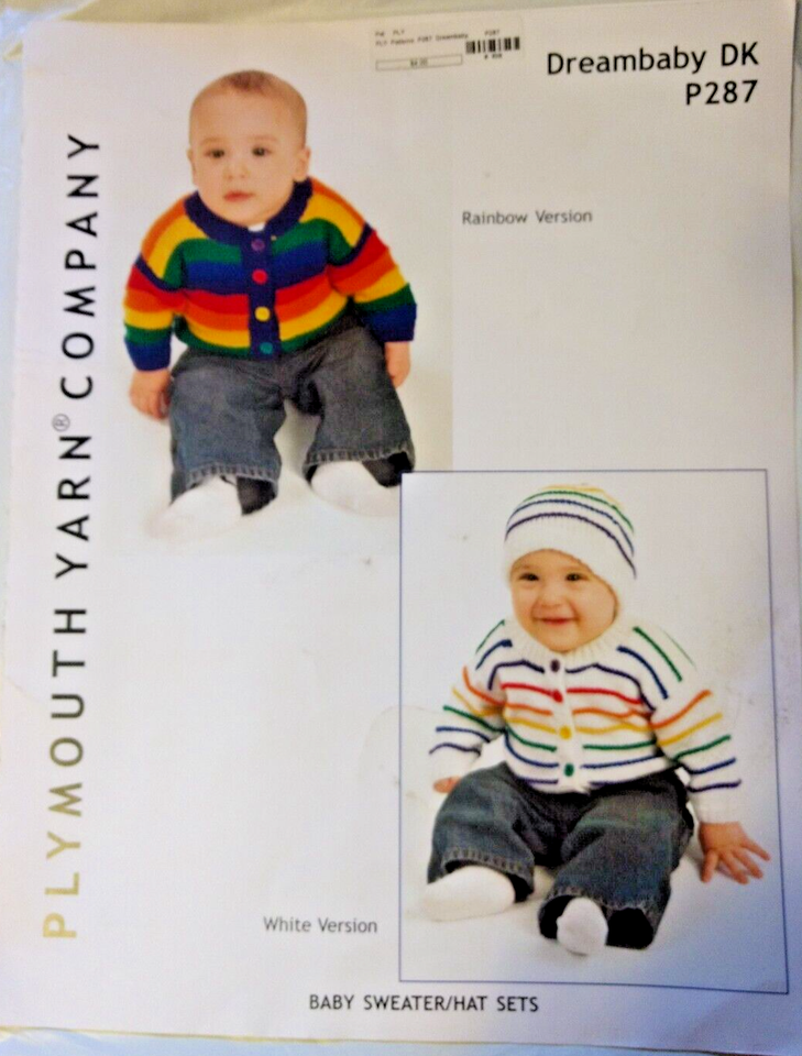 Plymouth Knitting Pattern P287 Dreambaby DK Baby Cardi, Hat &amp; Helmet NB-... - $1.97