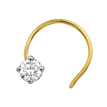 0.16ct Natural Diamond Solitaire Nose Stud Piercing Ring Pin 18k Gold VVS-F-G - £239.67 GBP