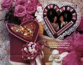 Plastic Canvas Valentine Heart Note Holder Kisses Bowl Trinket Box Pattern - £7.86 GBP