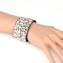 Cuff Wristband With Stones &amp; Swarovski Style Crystals - £17.66 GBP