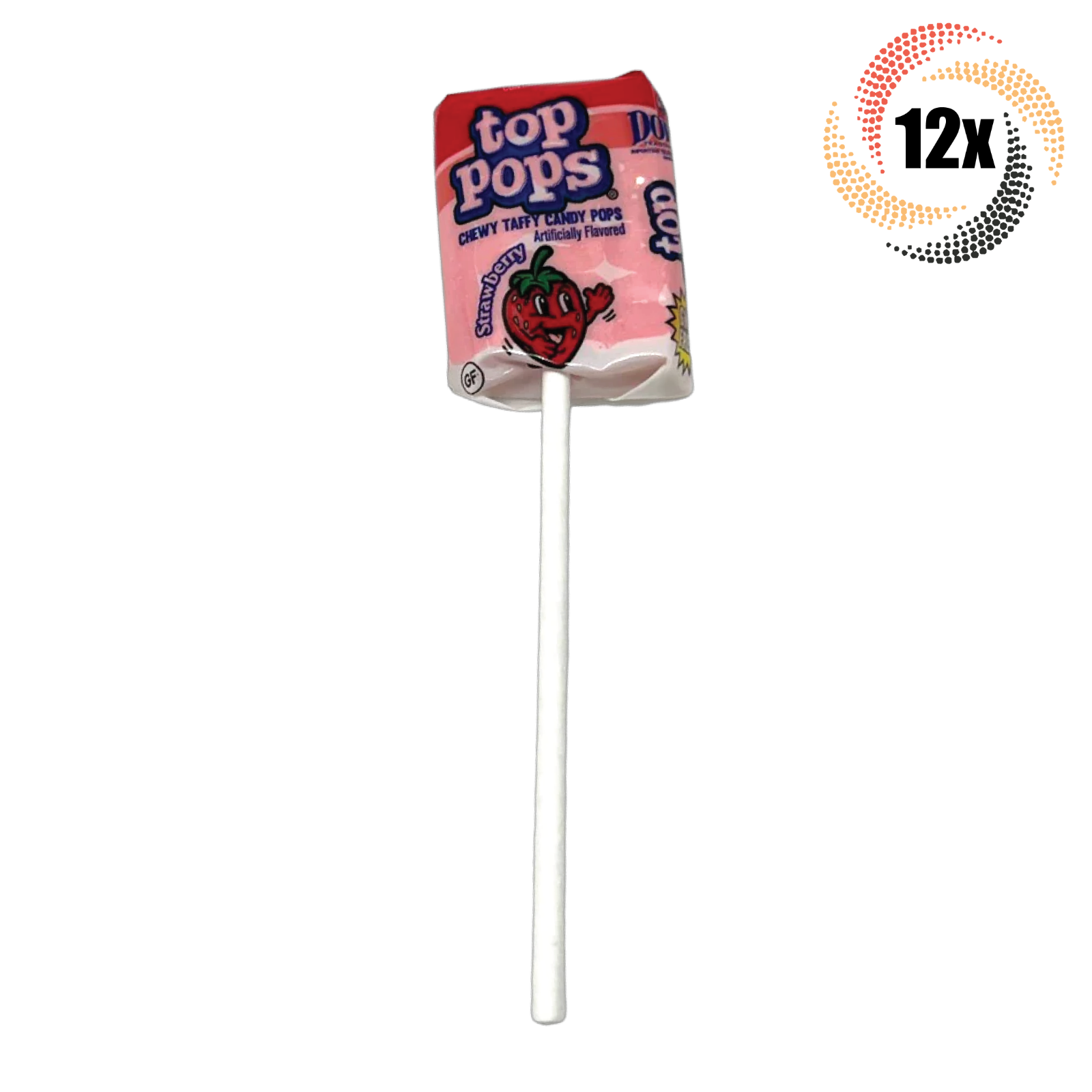 12x Pops Dorval Top Pops Strawberry Flavor Chewy Taffy Candy Pops | .35oz - $9.95