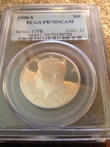 1990-S  Kennedy Half Dollar Proof 70DC PCGS - $259.99