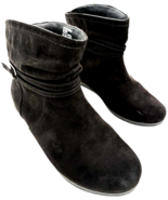 St. John&#39;s Bay women&#39;s Kinley Black Faux Suede slip-on Bootie w/buckle s... - $20.85 CAD