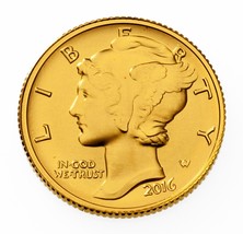 2016-W 1/10 Oz. Oro Mercury Centavo Con Original Funda - £395.66 GBP