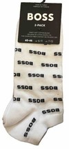 Hugo Boss Men&#39;s Italy 2 Pack White Black Logo Finest Cotton Socks  One S... - £16.68 GBP